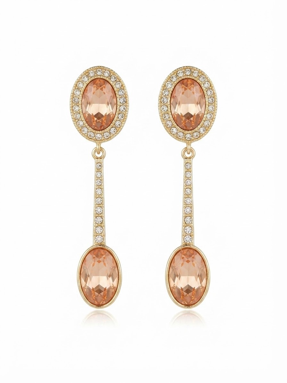 Heidi Daus "In Addition" Convertible Peach & Gold-Tone Crystal Earrings - Rare!